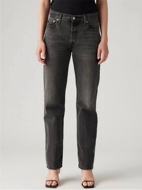 Levi's 501 Straight Leg Jeans Grey Wash High Rise Button Fly Size 26